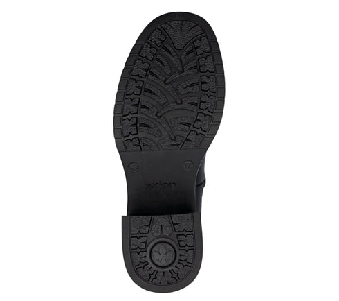 Ghete casual, dama, RIEKER, Y5257-00 negru, piele naturala, cu toc